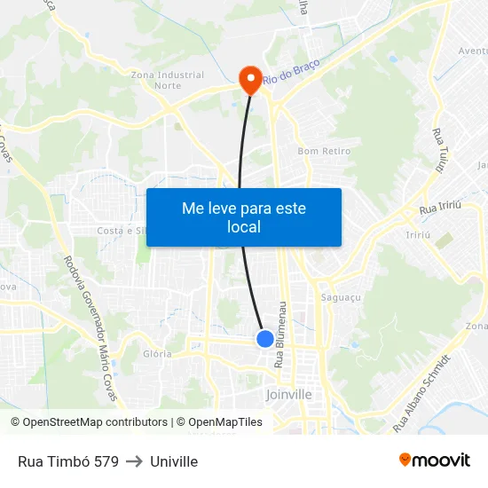 Rua Timbó 579 to Univille map