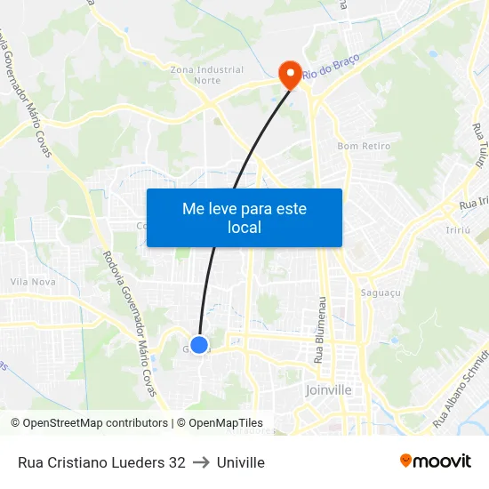 Rua Cristiano Lueders 32 to Univille map