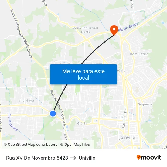 Rua XV De Novembro 5423 to Univille map