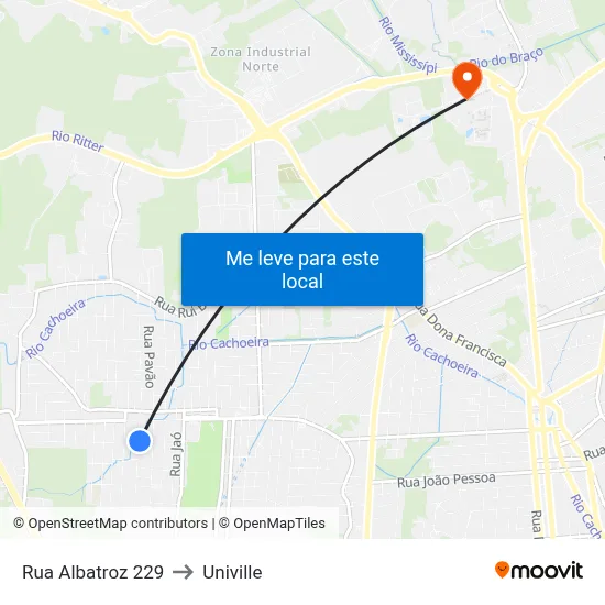 Rua Albatroz 229 to Univille map