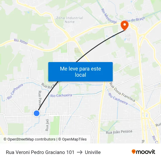 Rua Veroni Pedro Graciano 101 to Univille map