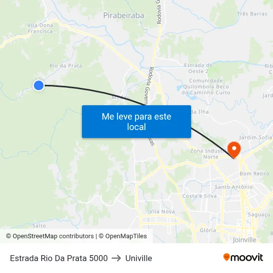 Estrada Rio Da Prata 5000 to Univille map