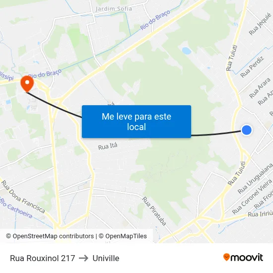 Rua Rouxinol 217 to Univille map