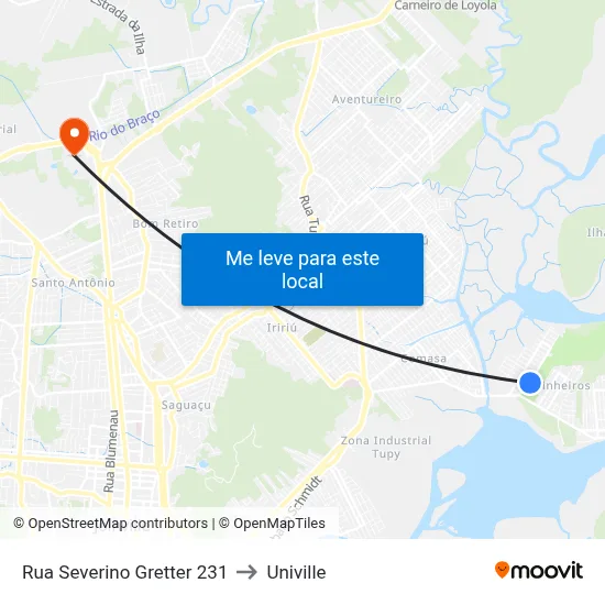 Rua Severino Gretter 231 to Univille map