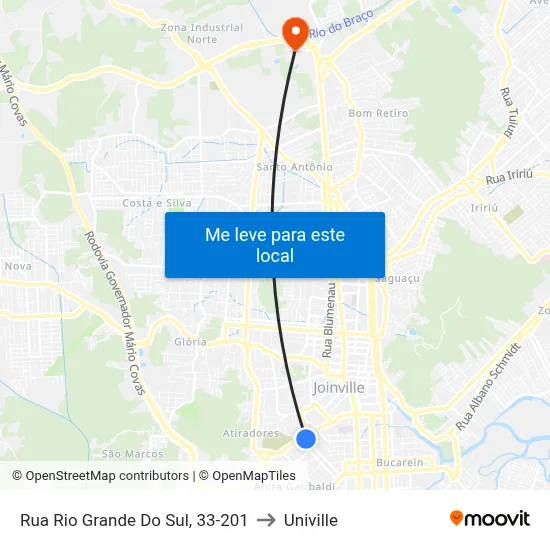 Rua Rio Grande Do Sul, 33-201 to Univille map