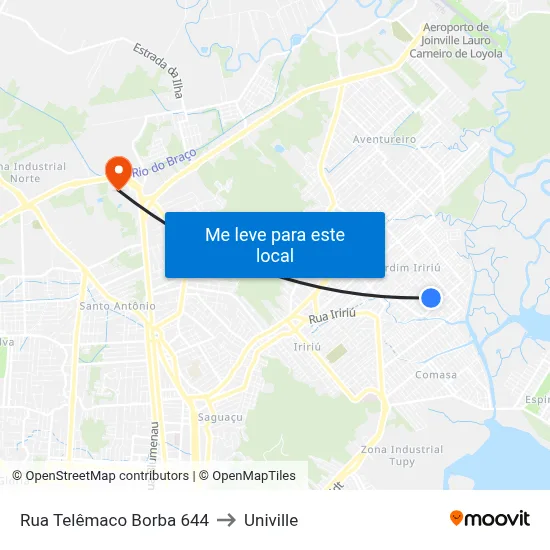 Rua Telêmaco Borba 644 to Univille map