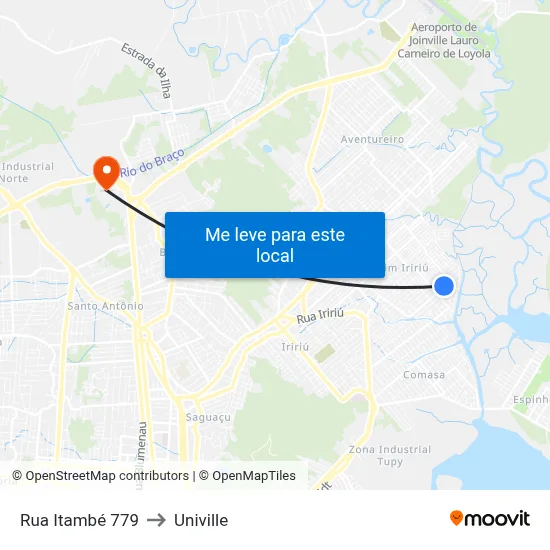 Rua Itambé 779 to Univille map