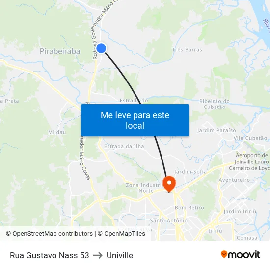 Rua Gustavo Nass 53 to Univille map