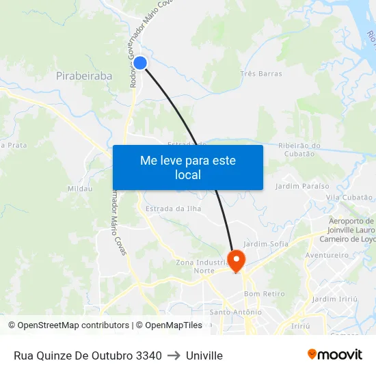 Rua Quinze De Outubro 3340 to Univille map