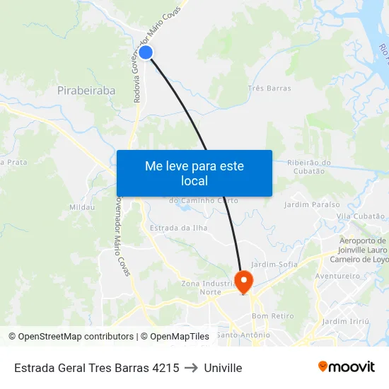Estrada Geral Tres Barras 4215 to Univille map