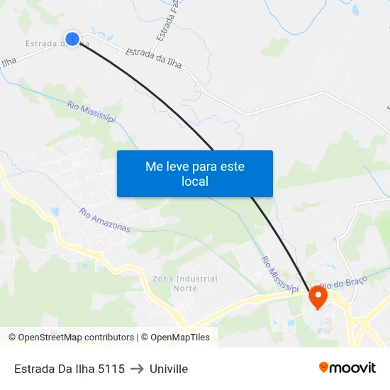 Estrada Da Ilha 5115 to Univille map