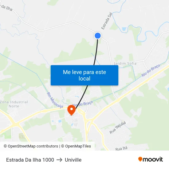 Estrada Da Ilha 1000 to Univille map