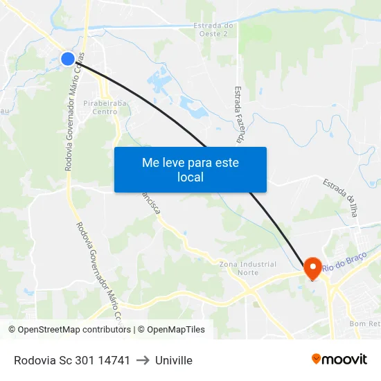 Rodovia Sc 301 14741 to Univille map