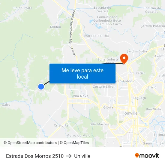 Estrada Dos Morros 2510 to Univille map