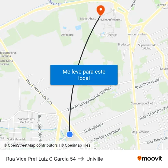 Rua Vice Pref Luiz C Garcia 54 to Univille map