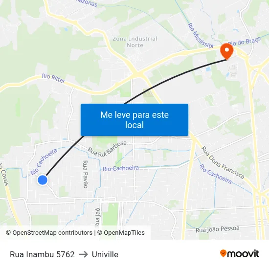 Rua Inambu 5762 to Univille map
