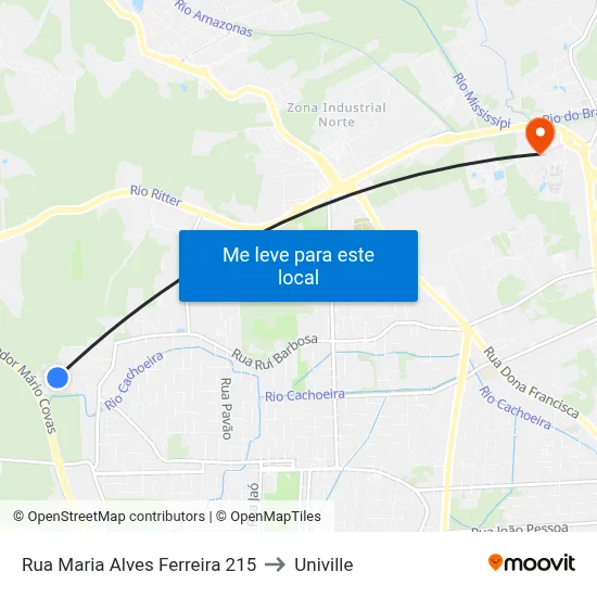 Rua Maria Alves Ferreira 215 to Univille map