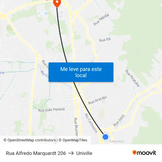 Rua Alfredo Marquardt 206 to Univille map