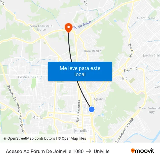 Acesso Ao Fórum De Joinville 1080 to Univille map