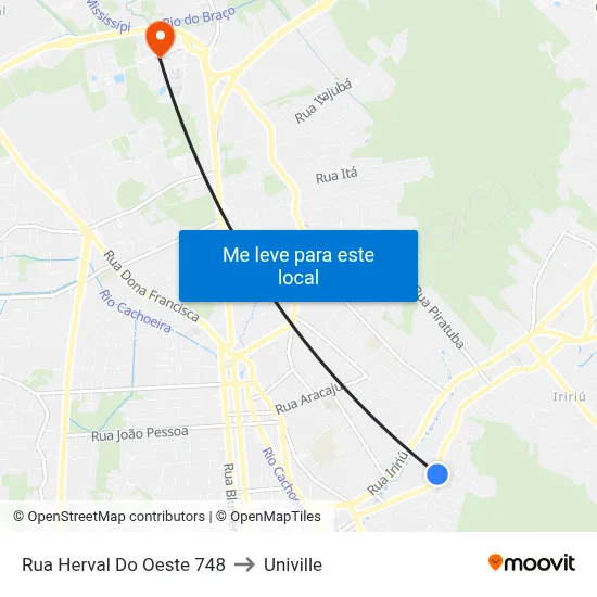 Rua Herval Do Oeste 748 to Univille map