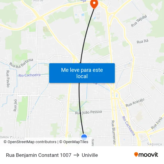 Rua Benjamin Constant 1007 to Univille map