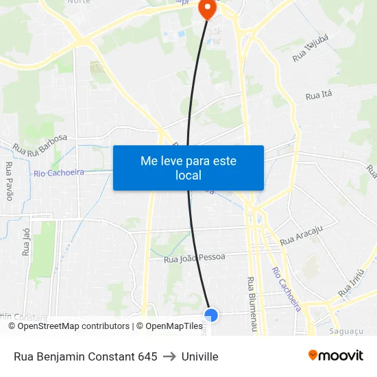 Rua Benjamin Constant 645 to Univille map