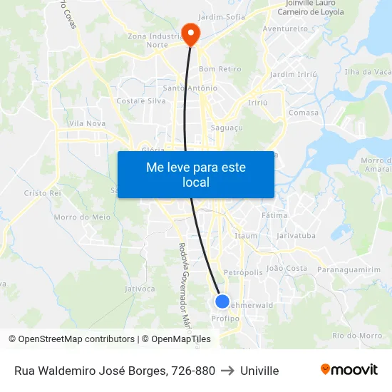 Rua Waldemiro José Borges, 726-880 to Univille map