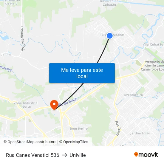 Rua Canes Venatici 536 to Univille map