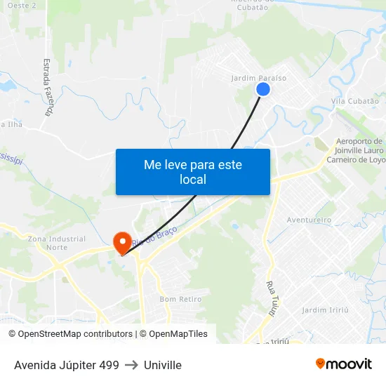 Avenida Júpiter 499 to Univille map