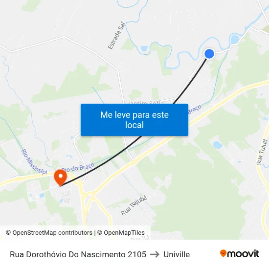 Rua Dorothóvio Do Nascimento 2105 to Univille map