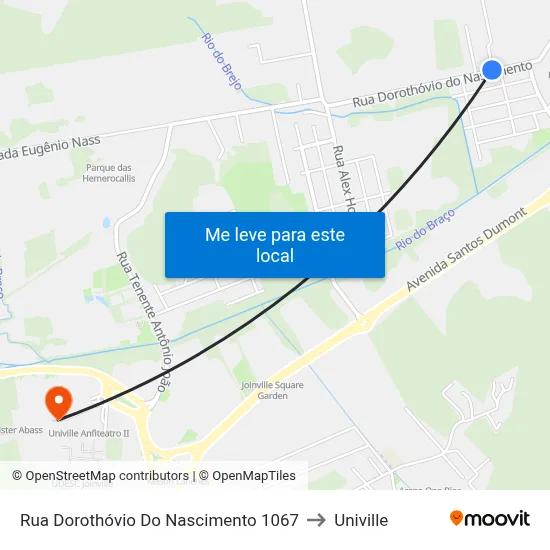 Rua Dorothóvio Do Nascimento 1067 to Univille map