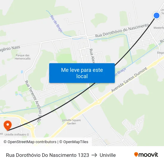 Rua Dorothóvio Do Nascimento 1323 to Univille map