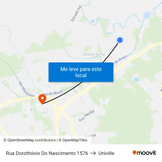 Rua Dorothóvio Do Nascimento 1576 to Univille map