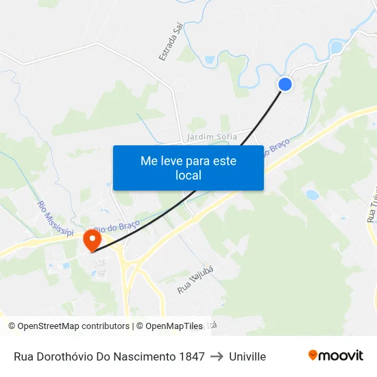 Rua Dorothóvio Do Nascimento 1847 to Univille map