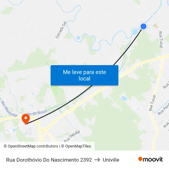 Rua Dorothóvio Do Nascimento 2392 to Univille map