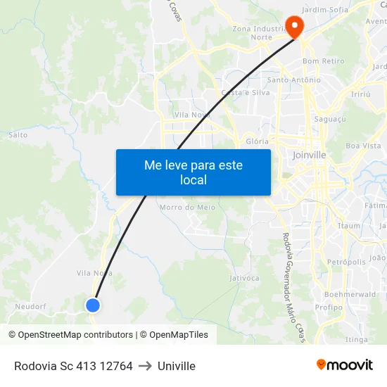 Rodovia Sc 413 12764 to Univille map