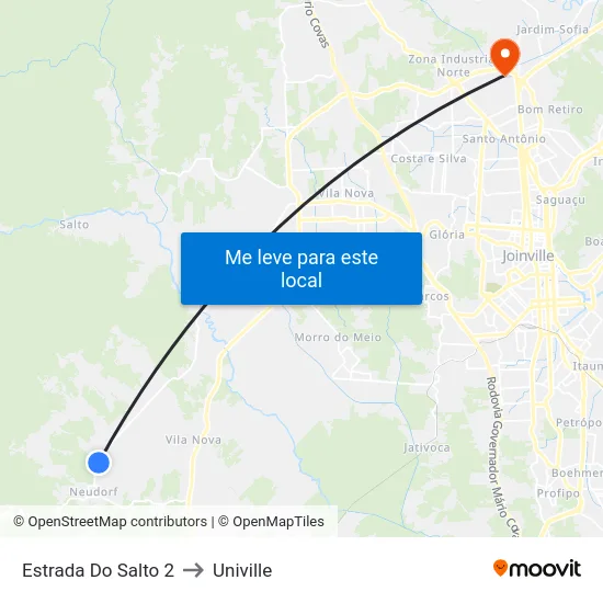 Estrada Do Salto 2 to Univille map