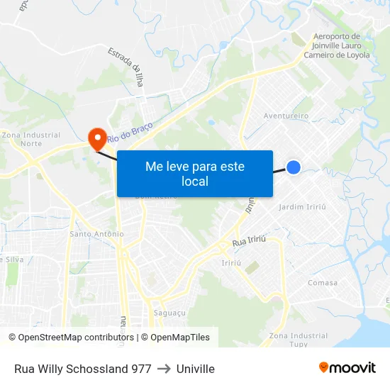 Rua Willy Schossland 977 to Univille map