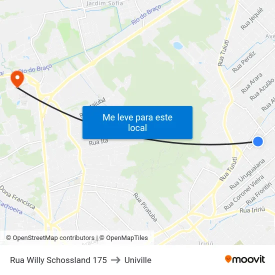 Rua Willy Schossland 175 to Univille map