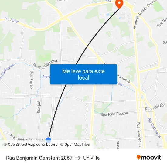 Rua Benjamin Constant 2867 to Univille map