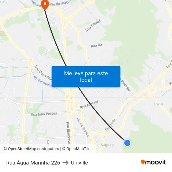 Rua Água-Marinha 226 to Univille map