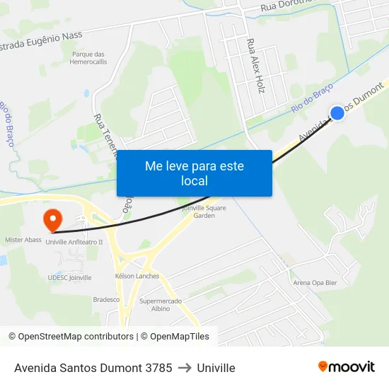 Avenida Santos Dumont 3785 to Univille map