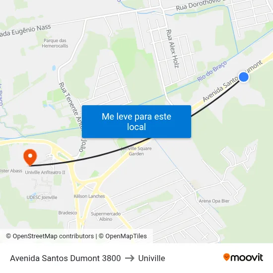 Avenida Santos Dumont 3800 to Univille map