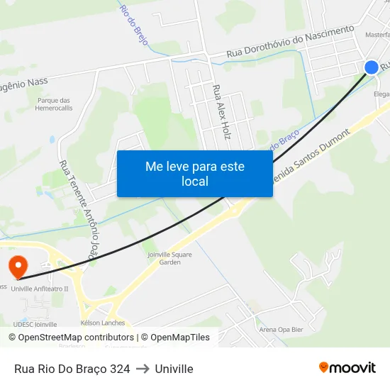 Rua Rio Do Braço 324 to Univille map