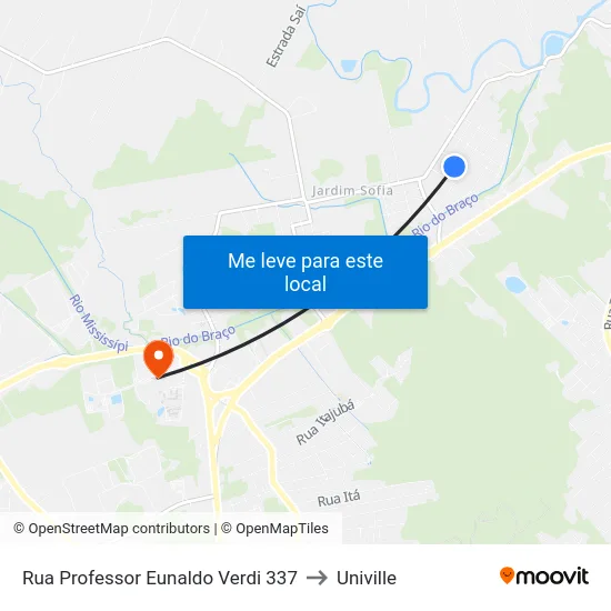 Rua Professor Eunaldo Verdi 337 to Univille map