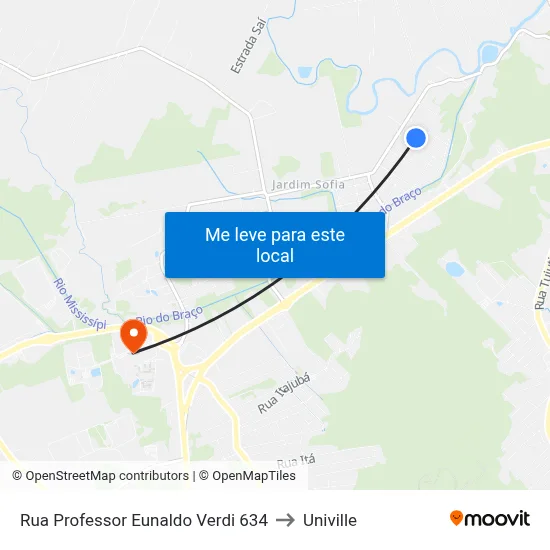Rua Professor Eunaldo Verdi 634 to Univille map