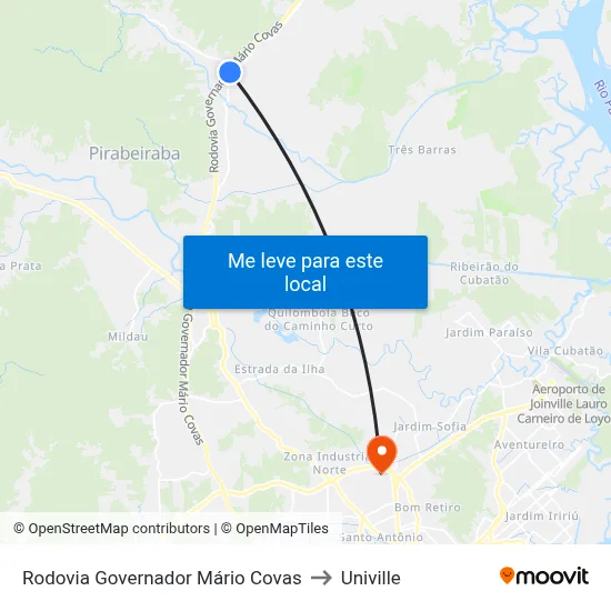 Rodovia Governador Mário Covas to Univille map