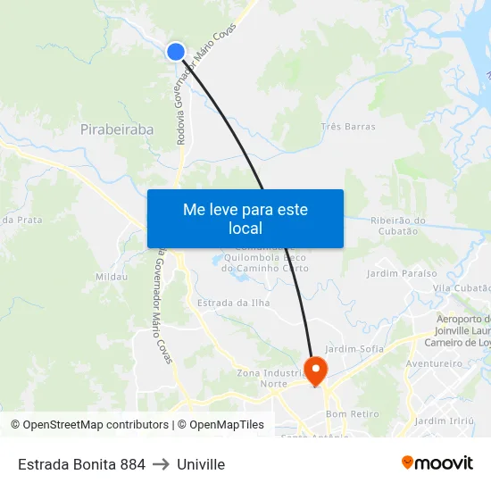 Estrada Bonita 884 to Univille map