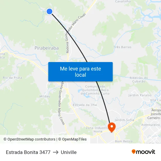 Estrada Bonita 3477 to Univille map