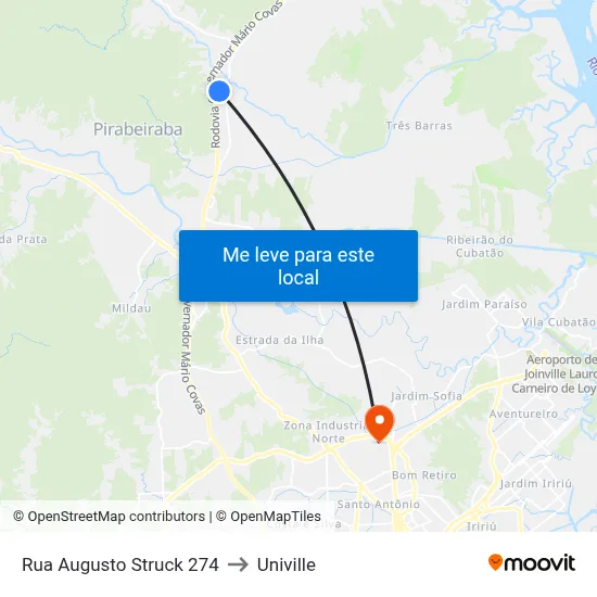 Rua Augusto Struck 274 to Univille map